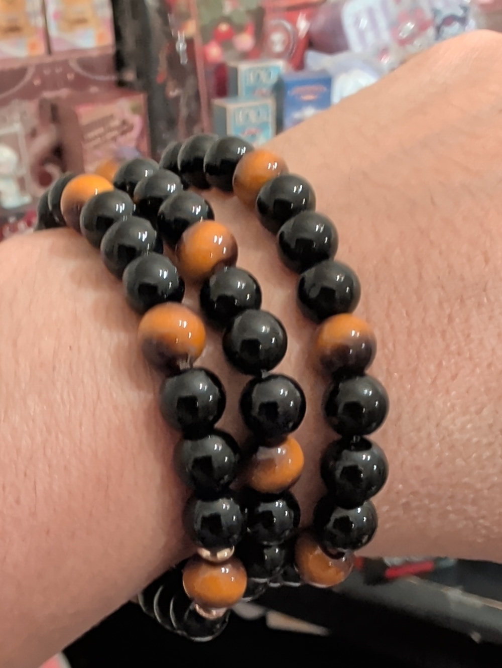 3 Black and Brown Beaded Wrap Bracelet - Women's Jewelry